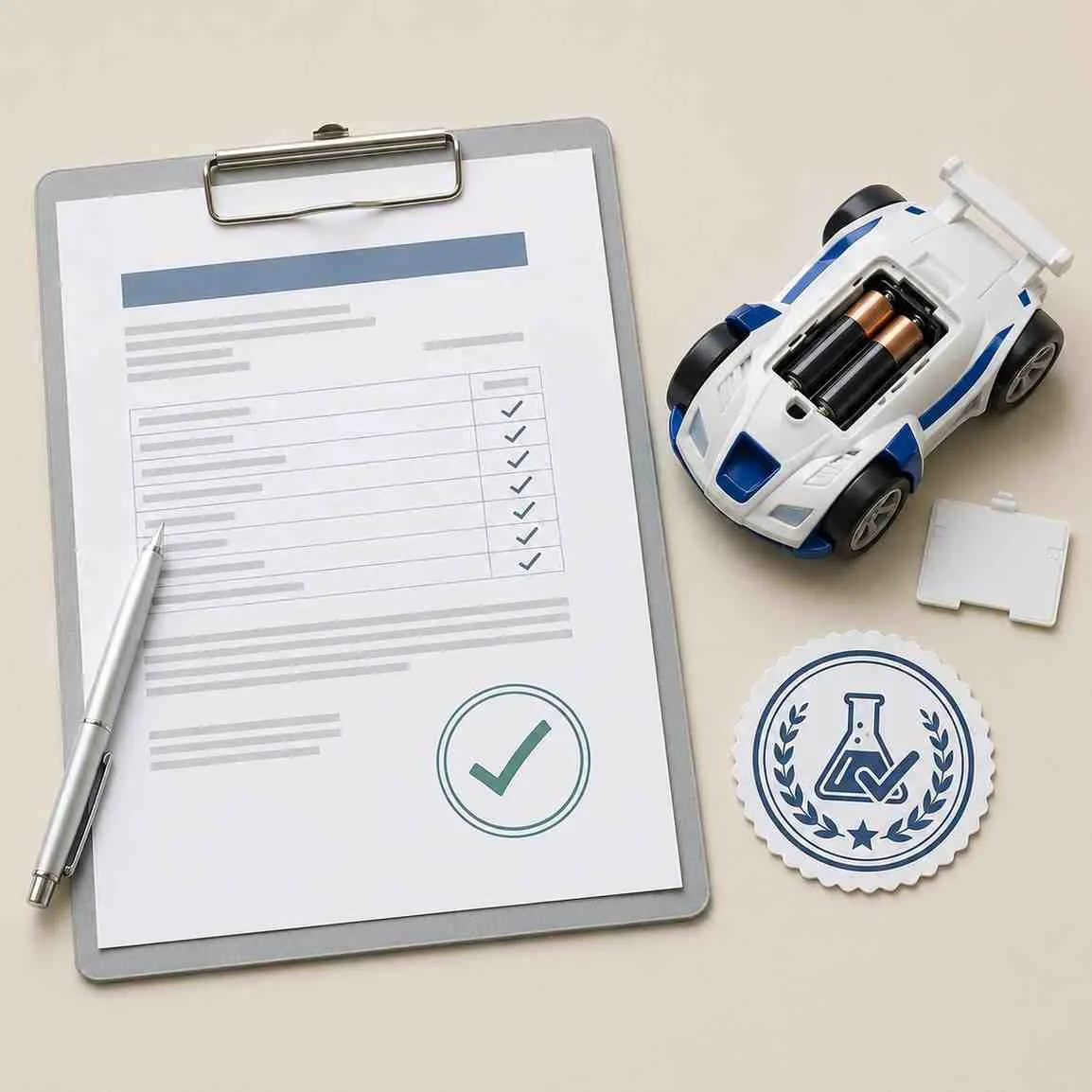 Accredited test report and G-Mark compliance documentation for battery operated toys